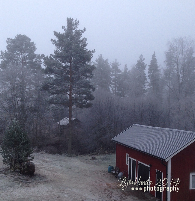 Mystischer Moment - Scheune im Rauhreif - Schweden