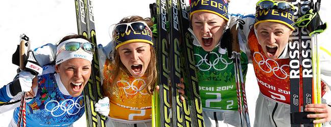 Erstes schwedisches Gold in Sochi 2014 in der Damenlanglaufstaffel